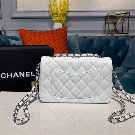 Chanel Mini Classic Handbag White For Women 7.8in/20cm .